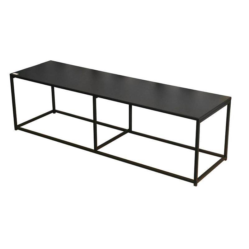 Foto van Gebor - tv-tafel - tv-meubel - mediameubel - veel ruimte - 2 verdiepingen - strak design - metaal - zwart -