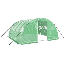 Foto van Vidaxl tuinkas met stalen frame 16 m² 4x4x2 m groen