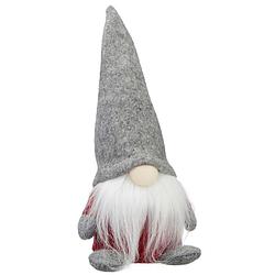 Foto van Pluche gnome/dwerg decoratie pop/knuffel met grijze muts 18 cm - kerstman pop