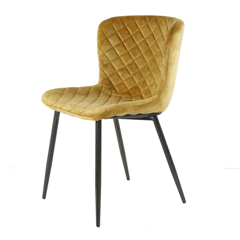 Foto van Set van 4 eetkamerstoelen leo velvet geel