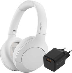 Foto van Philips tah8506 wit + bluebuilt quick charge oplader met usb a poort 18w zwart