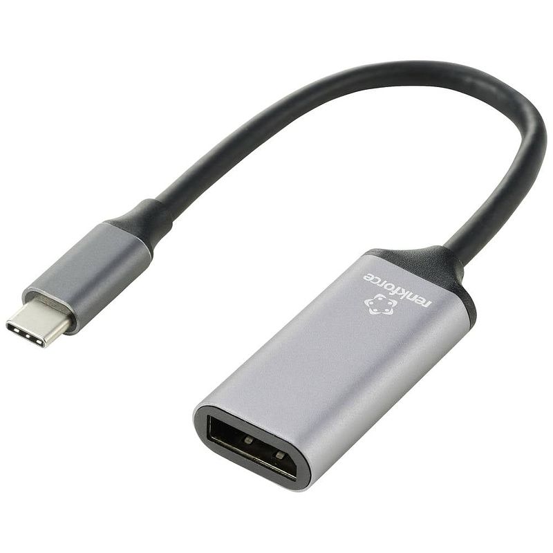 Foto van Renkforce usb-c / displayport adapterkabel usb-c stekker, displayport bus 15 cm zwart rf-5397866 afgeschermd (dubbel) usb-c-displaykabel