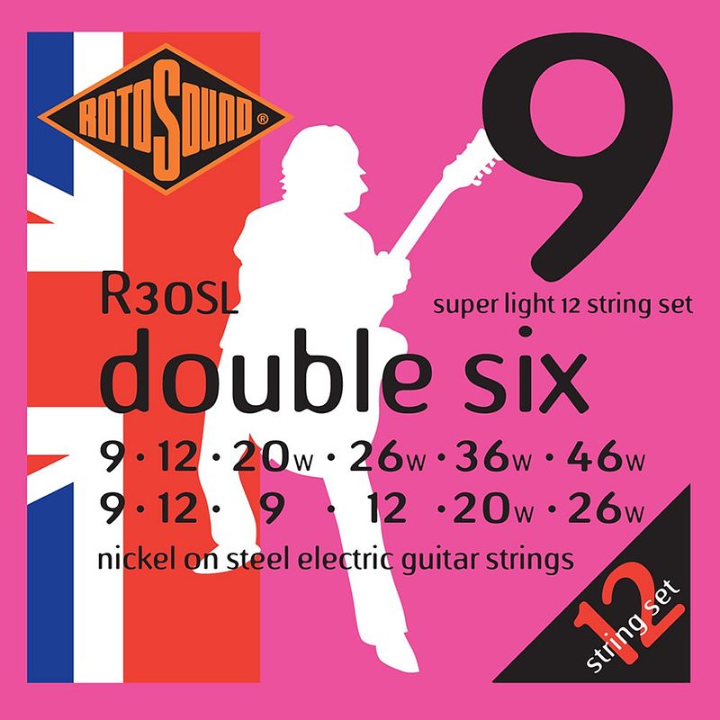 Foto van Rotosound r30sl roto double six pinks elektrische gitaarsnaren