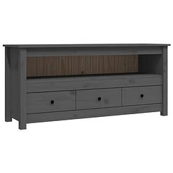 Foto van The living store tv-meubel grenenhout grijs - 114 x 35 x 52 cm - landelijke stijl