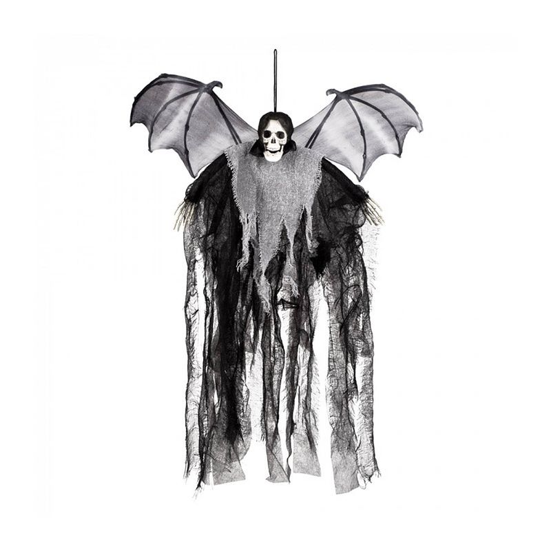 Foto van Halloween horror hangdecoratie spook/geest/skelet pop met vleermuis vleugels 60 cm - halloween poppen
