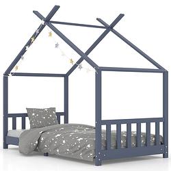 Foto van Infiori kinderbedframe massief grenenhout grijs 90x200 cm