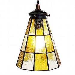 Foto van Haes deco - hanglamp tiffany geel, bruin ø 15x115 cm e14/max 1x40w