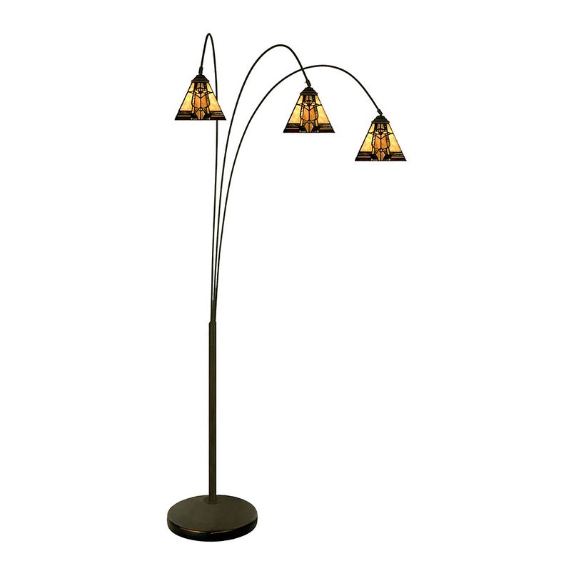 Foto van Lumilamp tiffany vloerlamp 200 cm beige glas staande lamp beige staande lamp