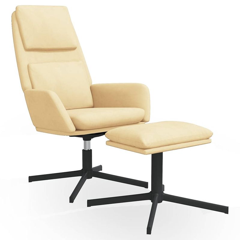 Foto van The living store relaxstoel lounge - stoelen - 70x77x98 cm - crèmewit fluweel