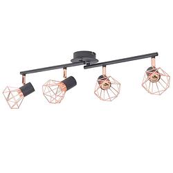 Foto van Vidaxl plafondlamp met 4 spotlights e14 zwart en koper