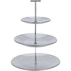 Foto van 4goodz 3-laags etagère van glas 25 cm doorsnede - zilverkleurig