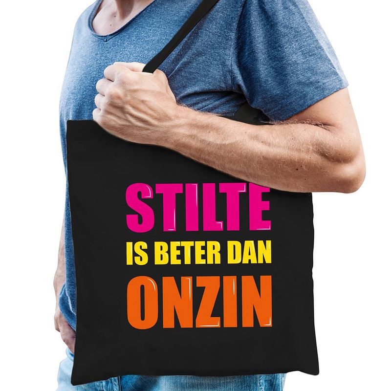 Foto van Stilte is beter dan onzin cadeau tas zwart voor heren - feest boodschappentassen