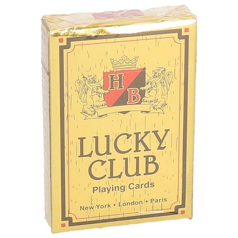 Foto van Lucky club speelkaarten rood 9 x 6 cm - kaartspel