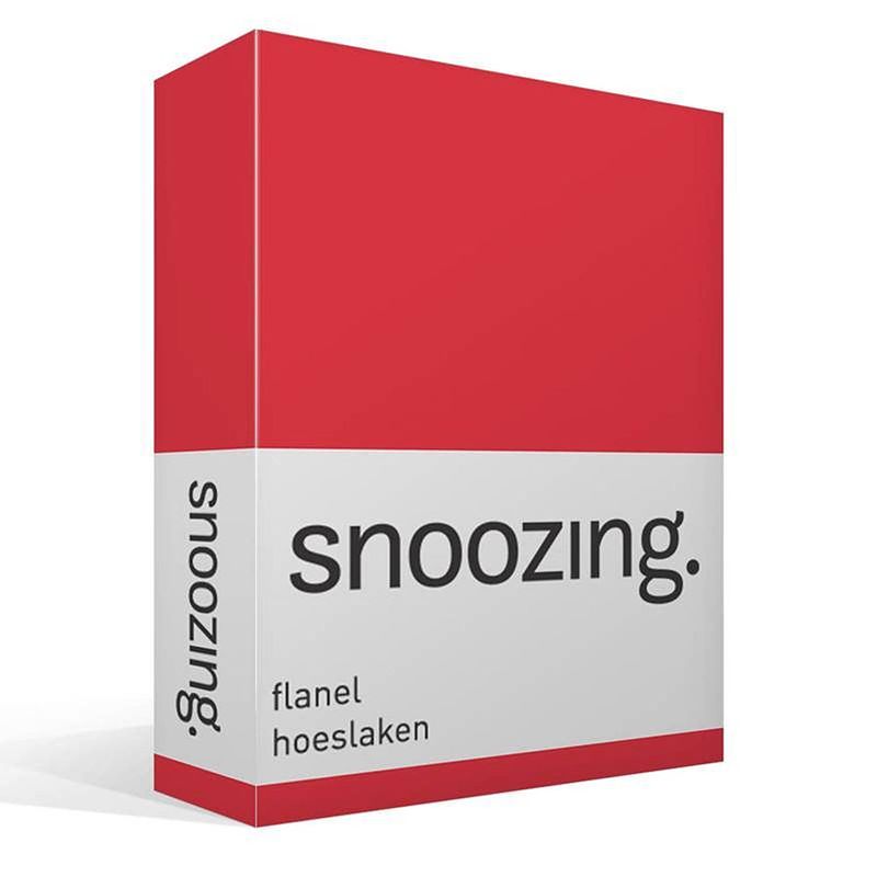 Foto van Snoozing - flanel - hoeslaken - 180x210/220 cm - rood