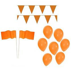 Foto van Oranje ek voetbal feestartikelen pakket met versiering en decoratie - ballonnen / slingers / vlaggetjes