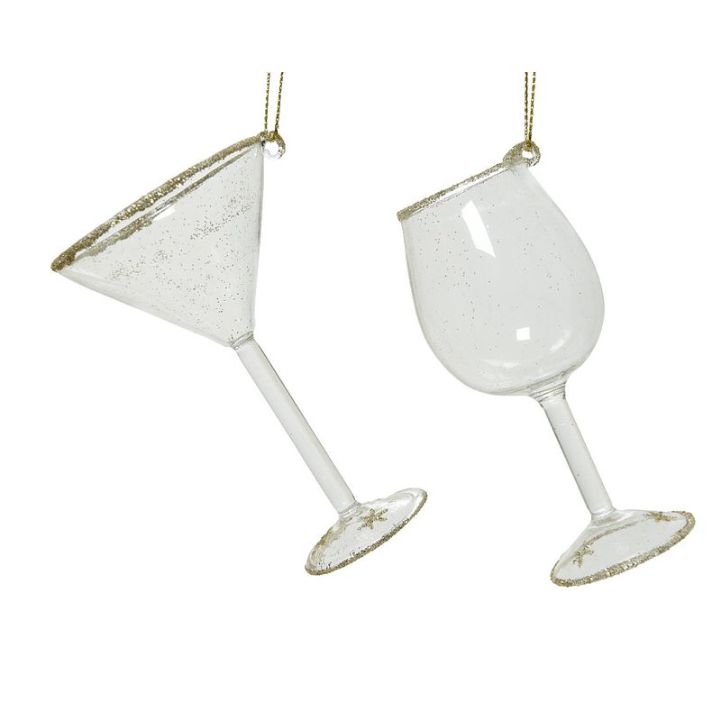 Foto van Drinkglas glas hang helder/goud a2