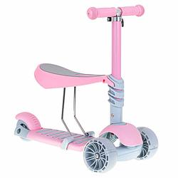 Foto van Luxe balans 3 in 1 step met zitje - driewieler - skateboard met lichtgevende wielen - tot 20kg - roze - vanaf 3+ jaar
