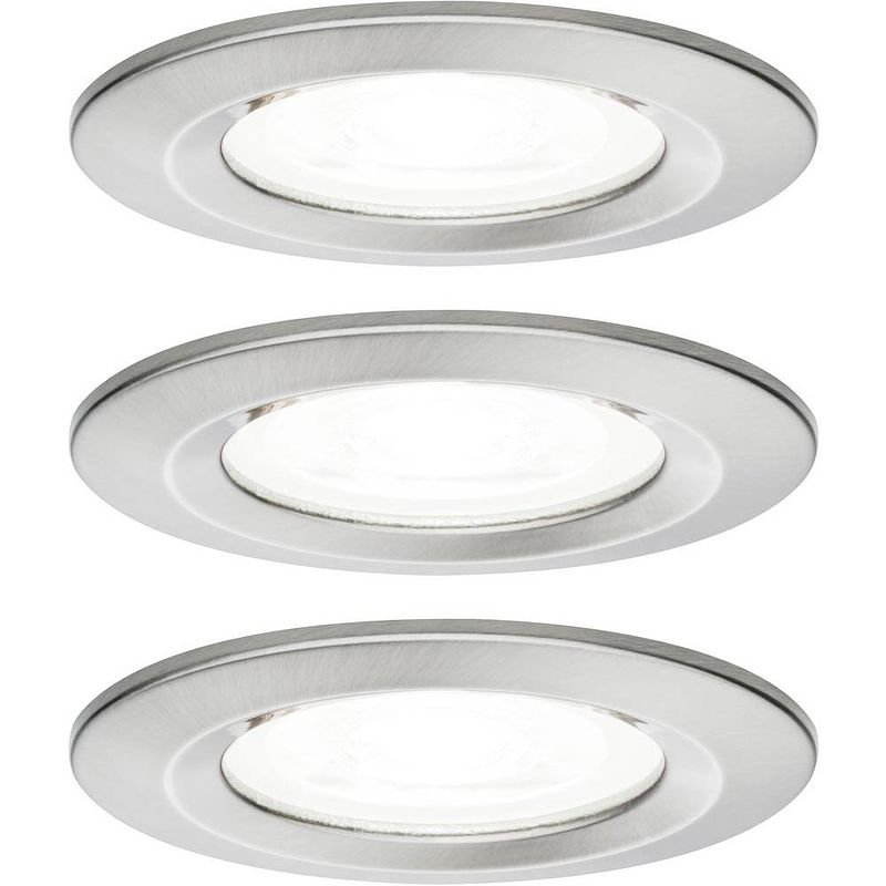 Foto van Paulmann 92983 paulmann led-inbouwlamp set van 3 stuks led gu10 19.8 w ijzer (geborsteld)