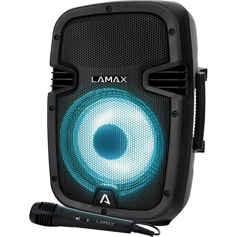 Foto van Karaokesysteem lamax partyboombox300 spatwaterbestendig, sfeerverlichting, herlaadbaar, incl. microfoon, incl. afstandsbediening