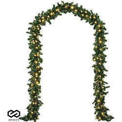 Foto van Infinity goods guirlande met verlichting - kerstversiering - 500cm - kerstslinger - kerstdecoratie - 100 led - groen