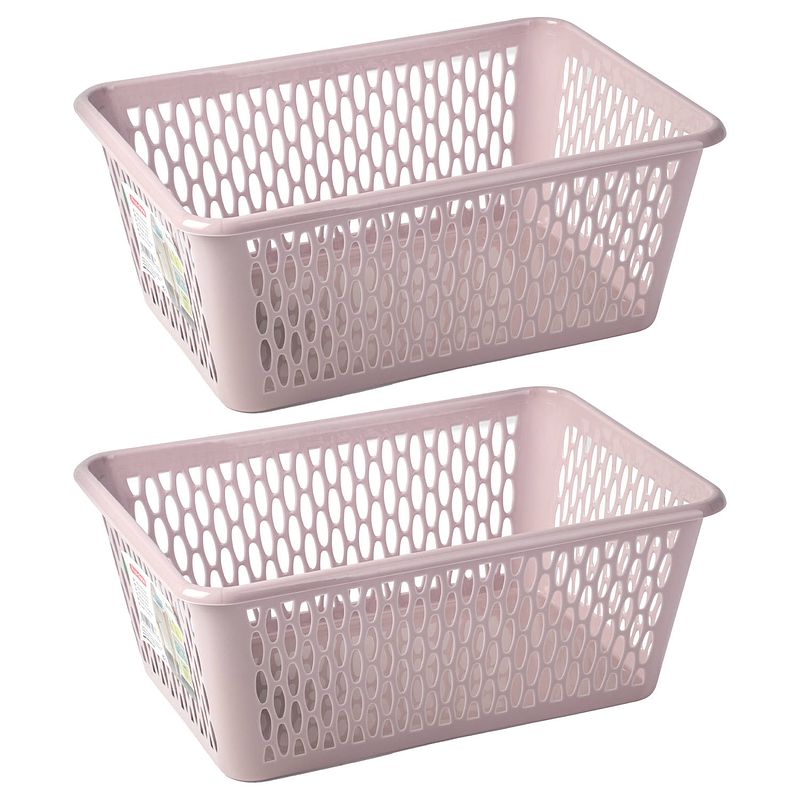 Foto van Plasticforte opbergmand/kastmandje - 2x - 6,5 liter - roze - kunststof - 20 x 30 x 11 cm - opbergbox