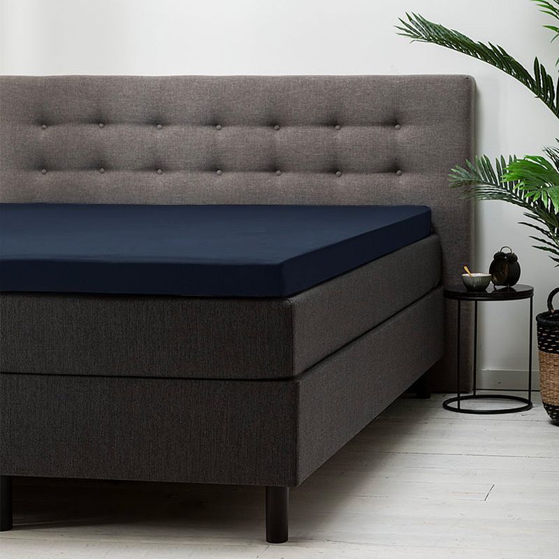 Foto van Fresh & co comfort topper hoeslaken - jersey 80/90 x 200/220 cm, kleur: navy