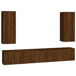 Foto van The living store tv-meubelset - tv-kasten - 40 x 34.5 x 100 cm - 80 x 34.5 x 40 cm - bruineiken - bewerkt hout