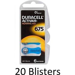 Foto van 120 stuks (20 blisters a 6 st) duracell da675 hoorapparaat batterij - blauw