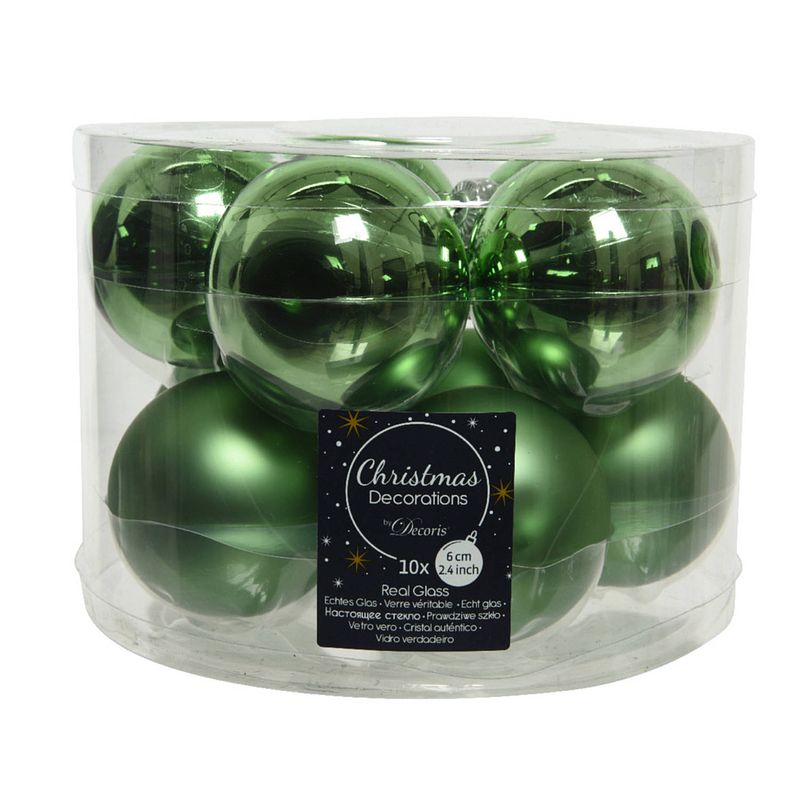 Foto van 10x stuks glazen kerstballen groen 6 cm mat/glans - kerstbal