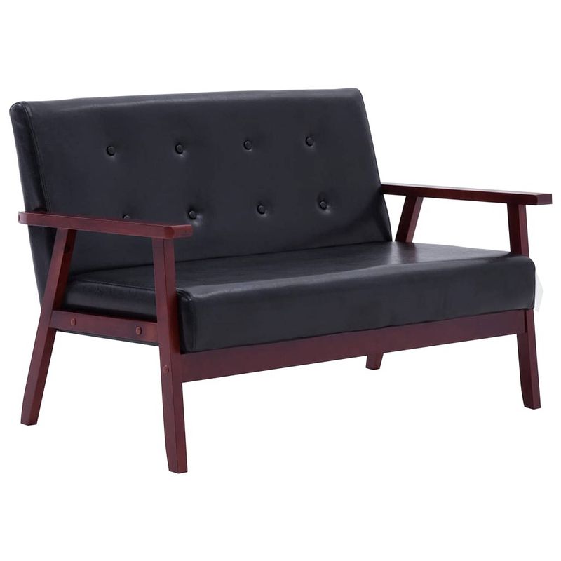 Foto van The living store retro sofa - 113.5 x 67 x 73.5 cm - zwart houten frame - kunstleren bekleding