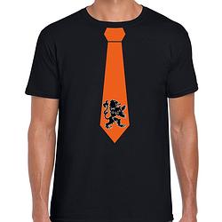 Foto van Zwart fan shirt / kleding holland oranje leeuw stropdas ek/ wk voor heren xl - feestshirts