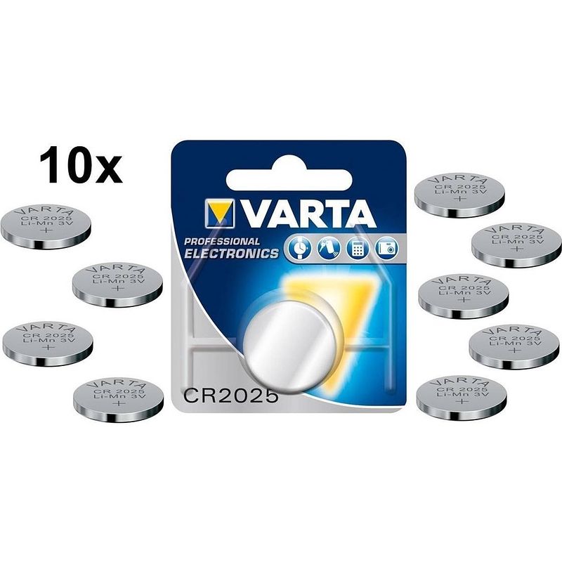 Foto van Varta professional electronics cr2025 6025 3v 170mah knoopcel batterij - 10 stuks