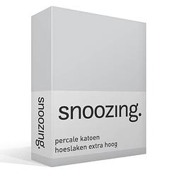 Foto van Snoozing - hoeslaken - percale katoen - extra hoog - 140x200 - grijs