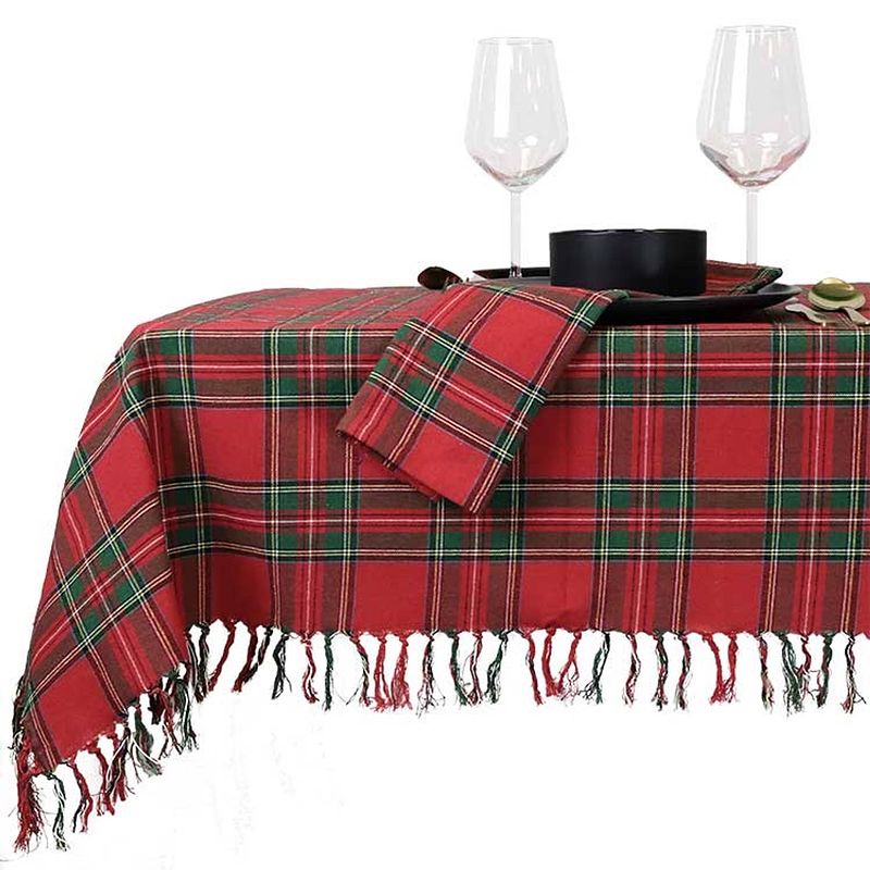 Foto van Unique living - tafelkleed xmas tartan - 150x250cm - red