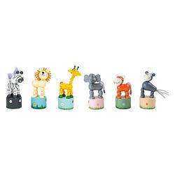 Foto van Small foot houten drukfiguur wilde dieren, set van 6