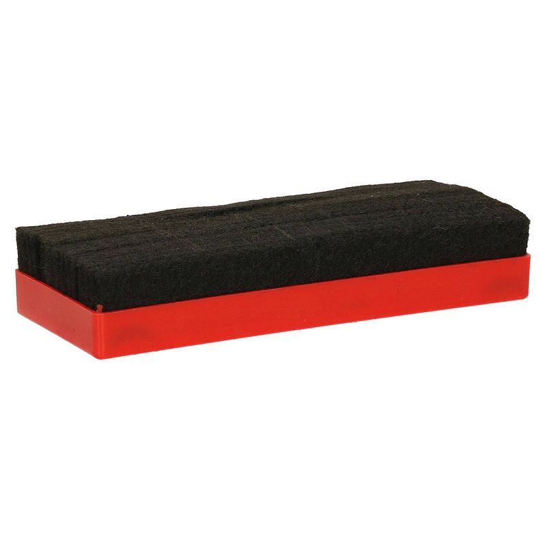 Foto van Gerimport krijtbord wisser - rood - 13 x 5 cm - bordenwisser/bordveger - krijtstiften