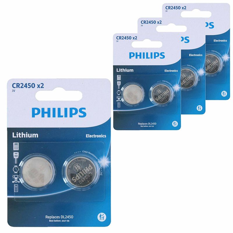 Foto van Philips knoopcel batterijen cr2450 - 10x stuks - knoopcel batterijen