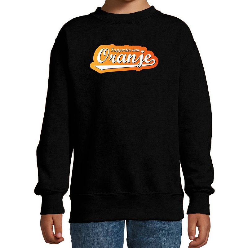 Foto van Zwarte fan sweater / trui holland supporter van oranje ek/ wk voor kinderen 9-11 jaar (134/146) - feesttruien