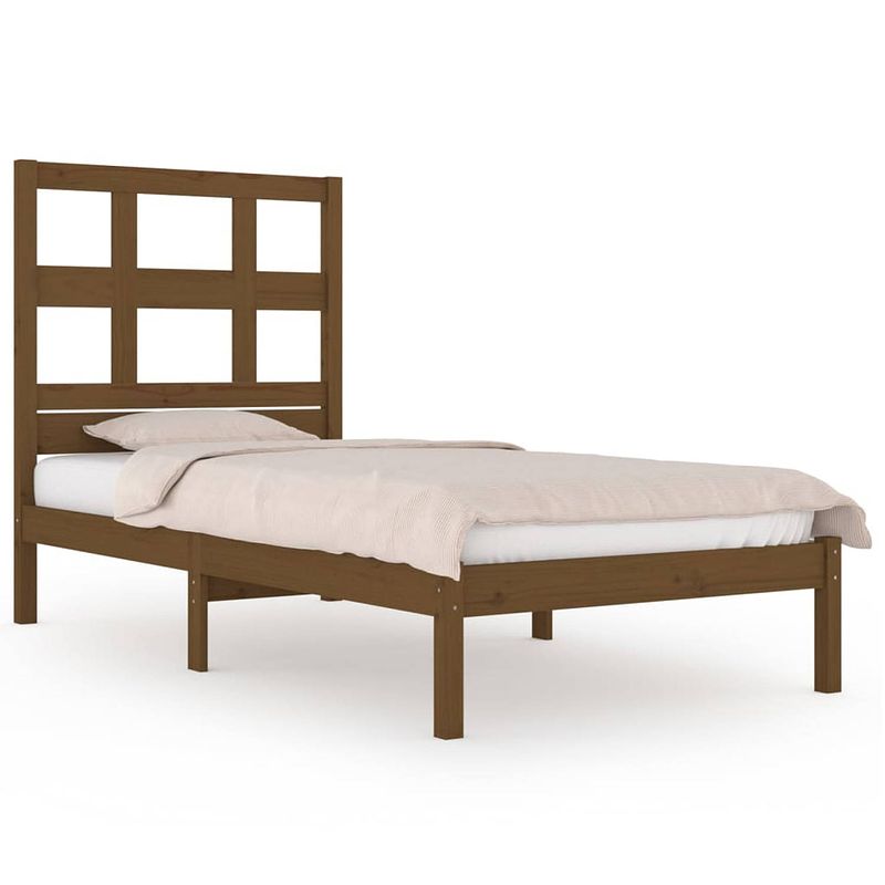 Foto van Vidaxl bedframe massief hout honingbruin 75x190 cm 2ft6 small single