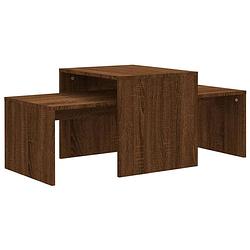 Foto van The living store salontafelset - bruineiken - hout - 100 x 48 x 40 cm - modern design