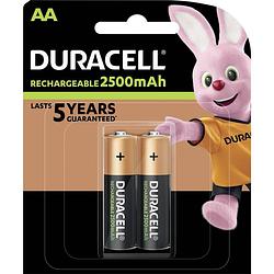 Foto van Duracell rechargeable stay charged aa/hr6 2500mah blister 2