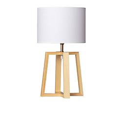 Foto van Bussandri - landelijke tafellamp - hout - landelijk - e27 - l:25cm - voor binnen - woonkamer - eetkamer - slaapkamer -
