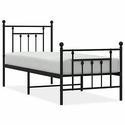 Foto van Vidaxl bedframe met hoofd- en voeteneinde metaal zwart 75x190 cm