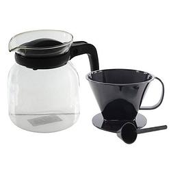 Foto van Orange85 koffiekan - koffiepot - met filterhouder - 1,2l - 250x12.5x12.5 cm - glas