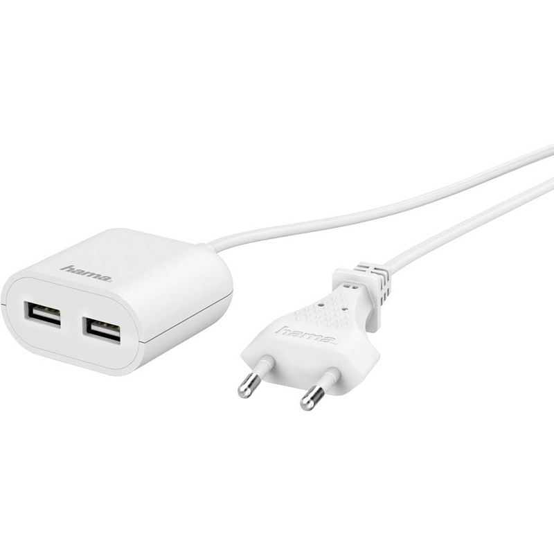 Foto van Hama hama 00133750 usb-oplader thuis uitgangsstroom (max.) 2.4 a 2 x usb 2.0 bus a, usb 2.0 bus b