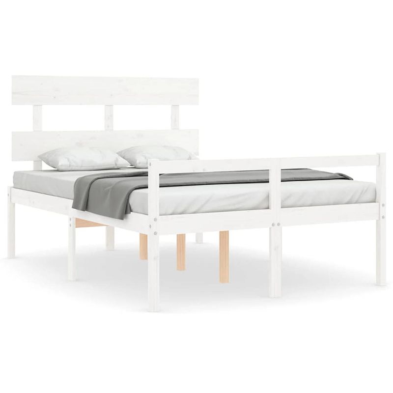 Foto van The living store bed grenenhouten - bedframe 140x200 - wit