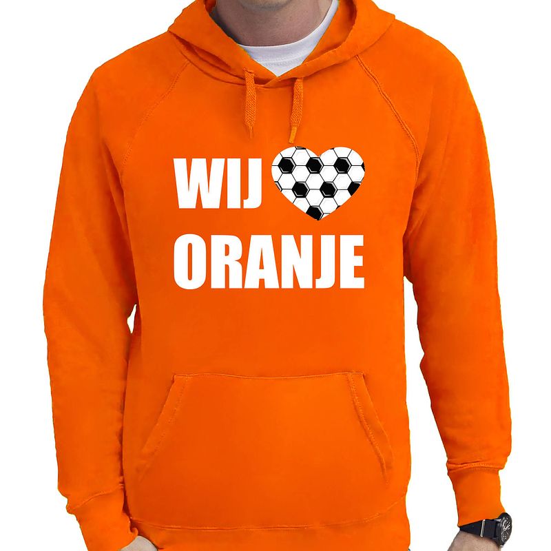 Foto van Oranje fan hoodie / sweater met capuchon holland wij houden van oranje ek/ wk voor heren xl - feesttruien