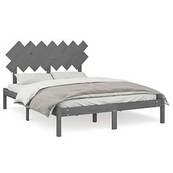 Foto van Vidaxl bedframe massief hout grijs 140x190 cm