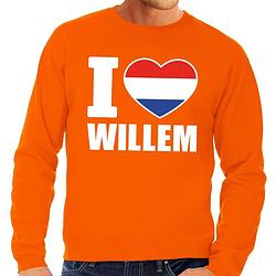 Foto van Oranje i love willem sweater / trui heren - oranje koningsdag/ supporter kleding l