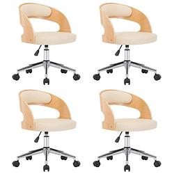 Foto van The living store eetkamerstoelen - set van 4 - crème - 48 x 53 x (66.5-74.5) cm - kunstleer